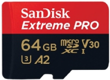 SanDisk Extreme Pro - Flashhukommelseskort - 64 GB - A2 / Video Class V30 / UHS-I U3 / Class10 - microSDXC UHS-I