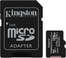 Kingston Canvas Select Plus - Flashhukommelseskort (microSDXC til SD adapter inkluderet) - 128 GB - A1 / Video Class V10 / UHS Class 1 / Class10 - mi