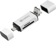 Sandberg - Kortlæser (SD, microSD) - micro USB / USB / USB-C