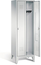Garderobenschrank mit Füßen in grau, Zylinderschloss, 2 Türen