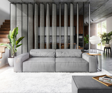 DELIFE Big-sofa Sirpio XL 270x125 cm microvezel grijs biesnaad met hocker