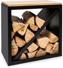 Firebowl Kindlewood S Black Vedförvaring sittbänk 57x56x36cm bambu zink