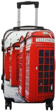 Kabine kuffert - Hardcase letvægt kuffert - Trolley med motiv - Rød telefonboks