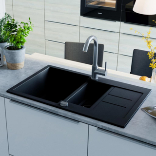 Kjøkkenvask i granitt dobbel sort