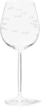 Fish-etched Crystal Red Wine Glass - Clear