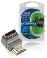 Bandridge High Speed HDMI med Ethernet Adapter Vinklat 90° HDMI Kontakt - HDMI Hona Grå