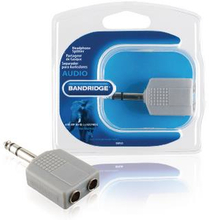 Bandridge Stereo Audio Adapter 6,35 mm, hane - 2x 6.35 mm Hona Grå