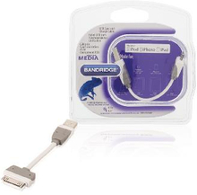 Bandridge Synk och Laddningskabel Apple Dock 30-Pin - USB A hane 0.10 m Vit