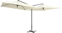 Dobbel parasoll med stålstang 250x250 cm - sandhvit