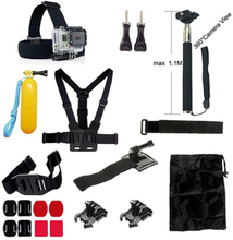 20 i en - Utendørs kit Kit med Hode reim, brystbelte , hjelm feste, Monopod for GoPro Hero