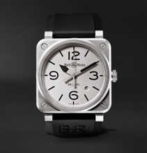 Br 03-92 Horoblack Automatic 42mm Steel And Rubber Watch - White