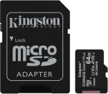 Kingston Canvas Select Plus - Flashhukommelseskort (microSDXC til SD adapter inkluderet) - 64 GB - A1 / Video Class V10 / UHS Class 1 / Class10 - mic