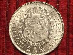 2- Krona silvermynt Gustav...