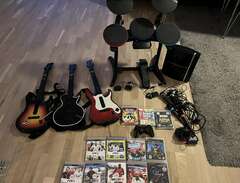 PS3 med rockband, 3 gitarre...
