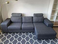 Mörkgrå soffa 3-sits divan...