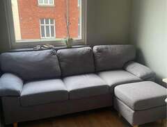 3-sits soffa med fotpall