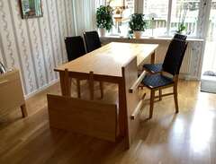 Björk bord och 8 stolar