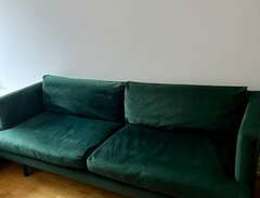 3-sits soffa, mörkgrön sammet