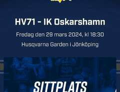 1 biljett Hv71-IK Oskarsham...