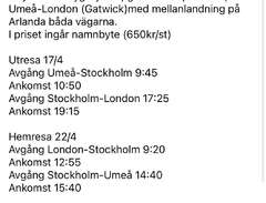 Flygbiljetter Umeå - London...