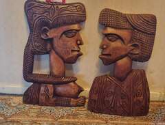 2 gamla afrikanska masker f...
