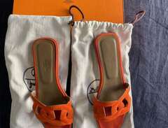 Hermes sandals orange and w...