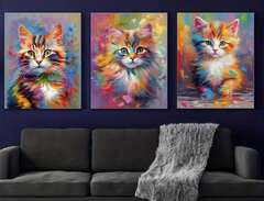 canvasbild med katter, 3 st