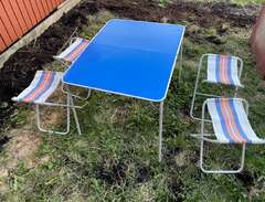 Retro campingbord med 4 stolar