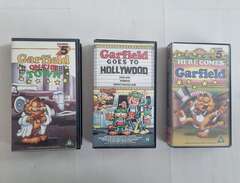3 VHS Gustaf filmer. Garfie...